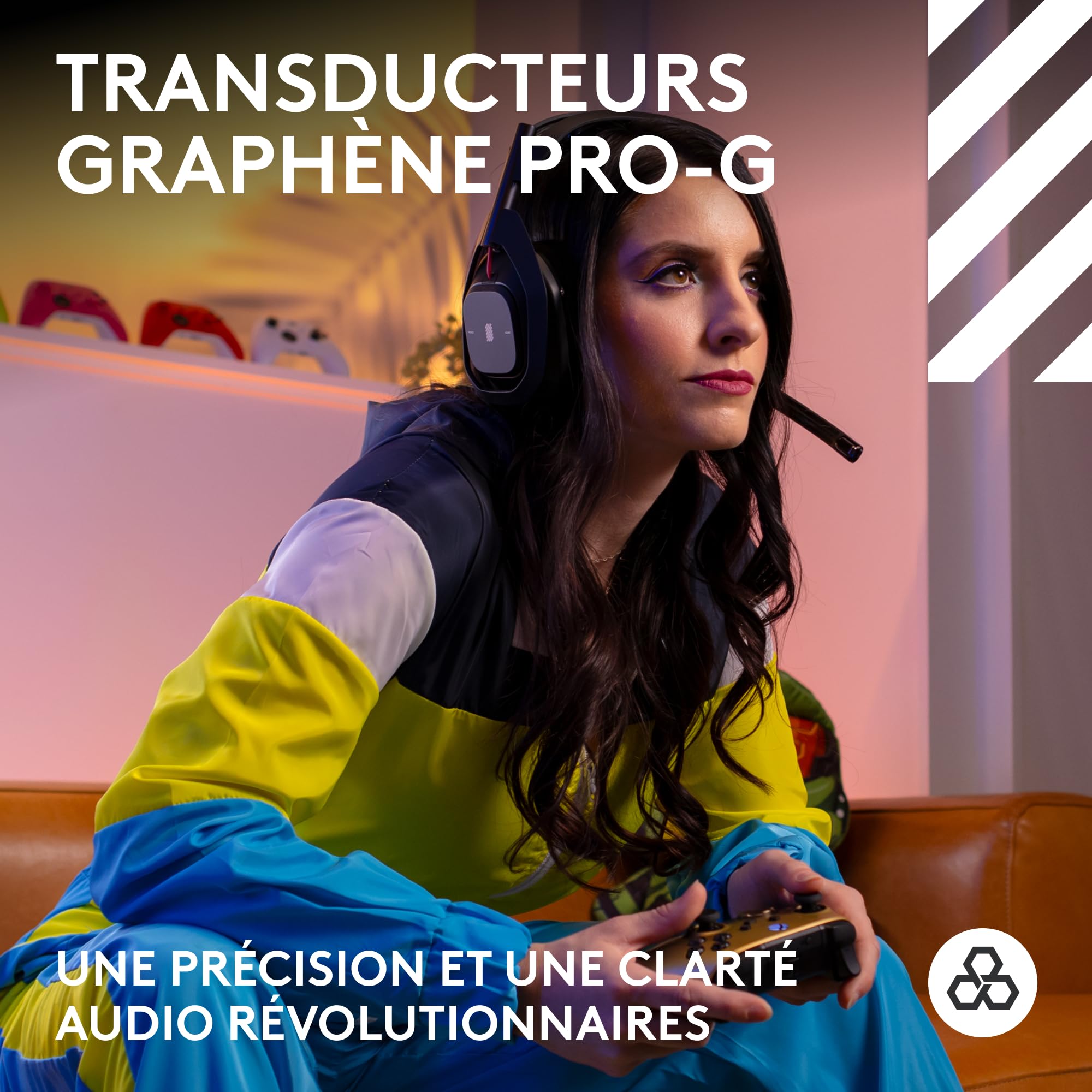 Logitech G Astro A50 LIGHTSPEED, casque gaming sans fil + station d’accueil (Gen 5), PRO-G GRAPHENE, basculement entre 3 systèmes, USB-C vers Xbox, PS5, PC, Nintendo Switch, Switch 2, Bluetooth - Noir
