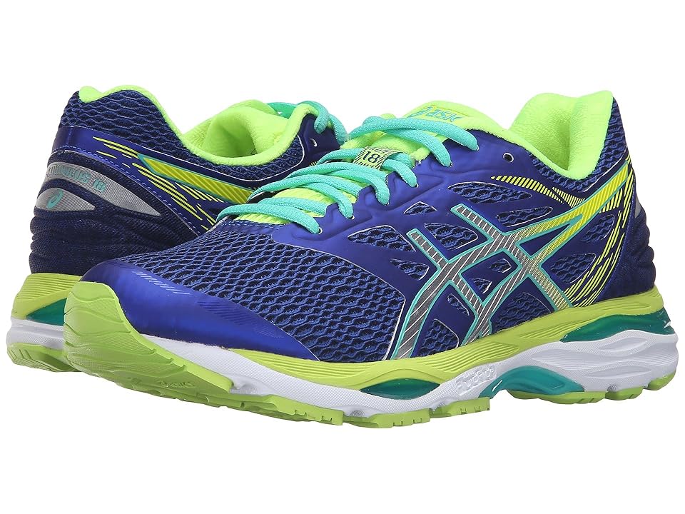

ASICS Gel-Cumulus(r) 18 (Asics Blue/Silver/Safety Yellow) Women's Running Shoes