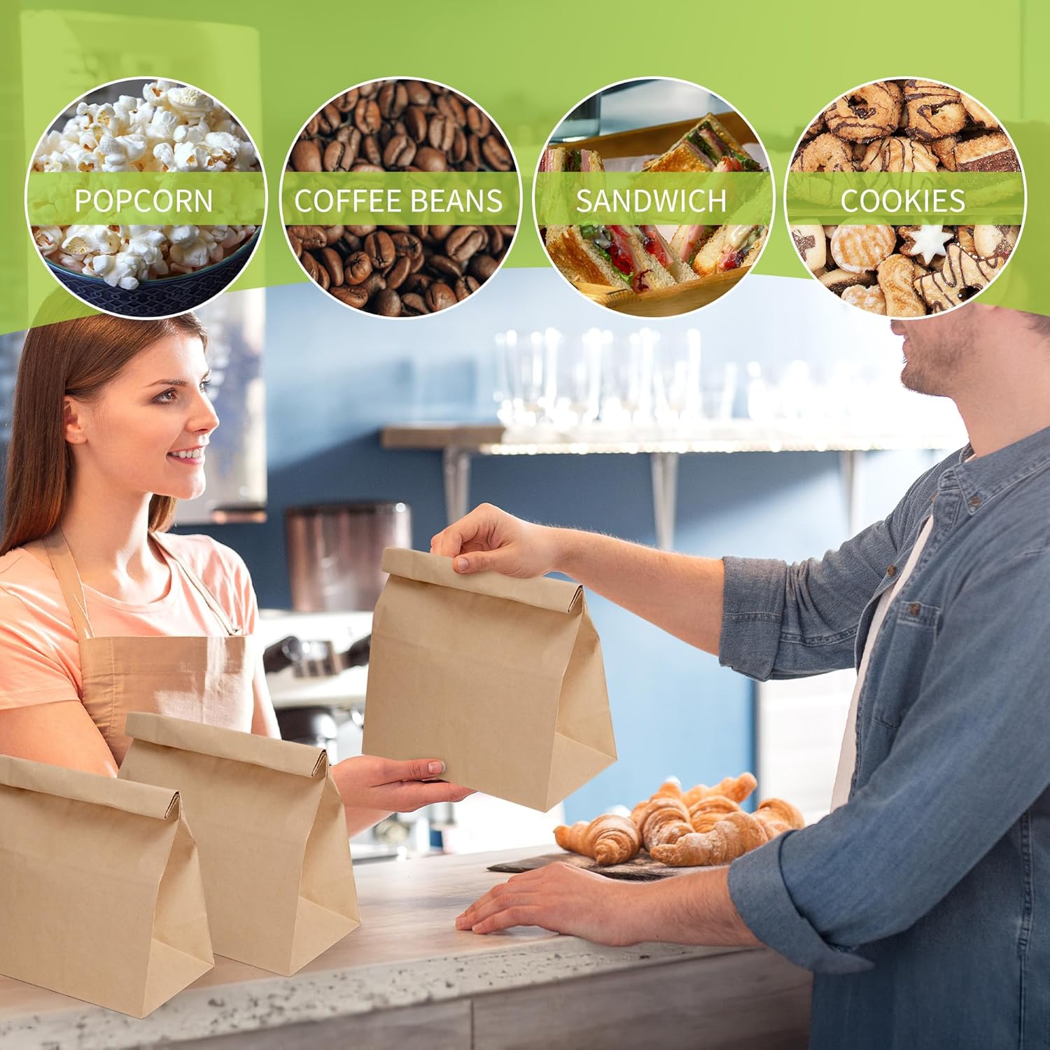 16 Lb Heavy Duty Kraft Paper Bags 60 Pcs Bulk, 9.8x5.5x13 Inch - Natural Brown Grocery Bags for Large Snacks, Takeout, Bakery, Restaurant | Sandwich & Lunch bags for Household, Shopping - Image 7