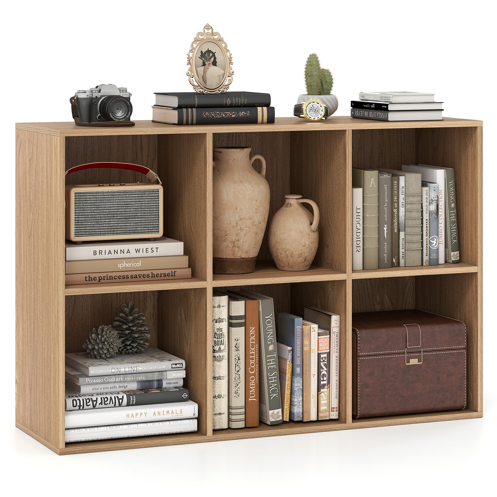 CASART Cube Storage Unit, Open Shelf Bookcase with Anti-Tipping Kits, Modern Compact Display Bookshelf for Living Room Study Office (Natural, 6-Cube: 91 x 29 x 61cm)