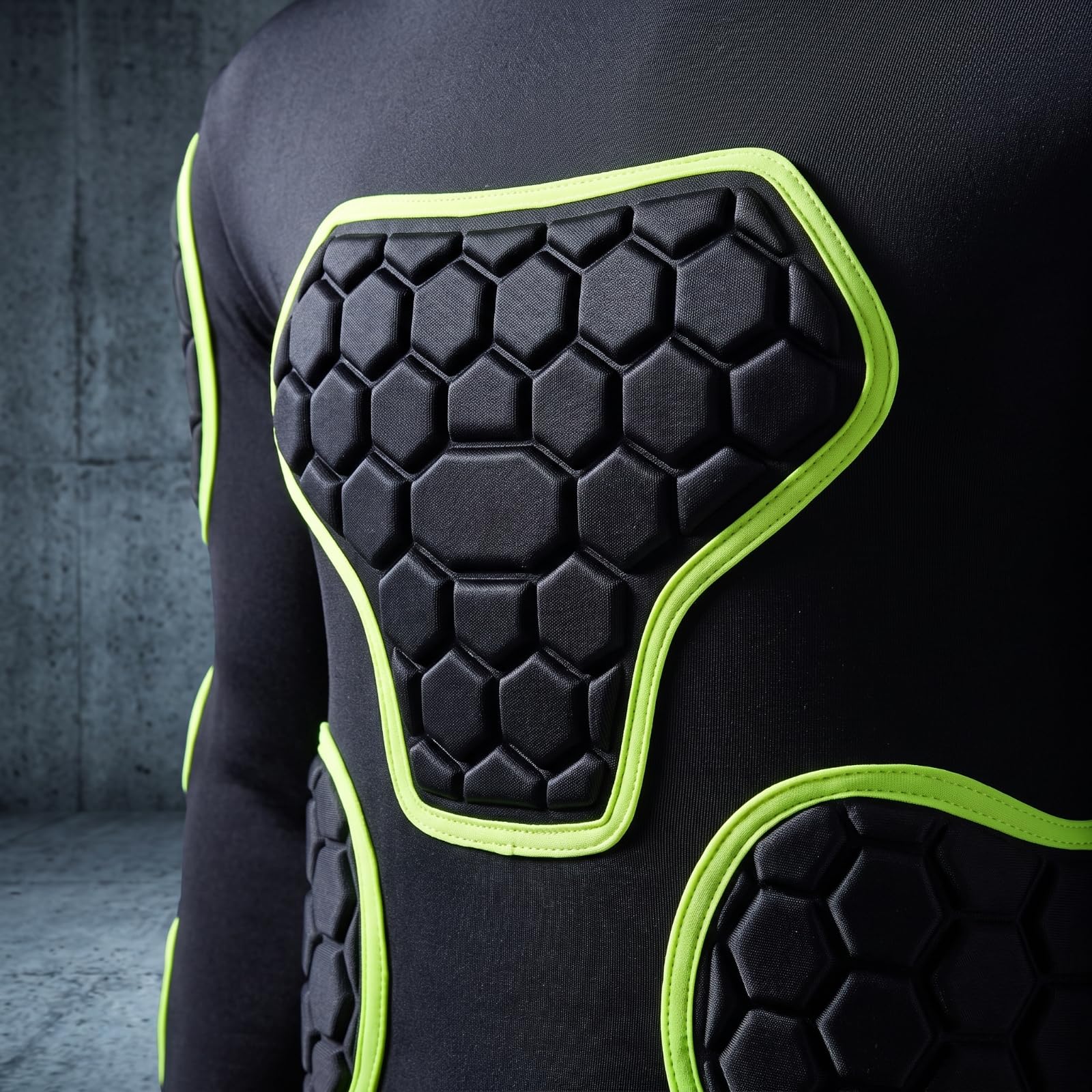 Maillot Gardien Amorti , Vert À Manches Longues Motif Nid D’Abeille , M