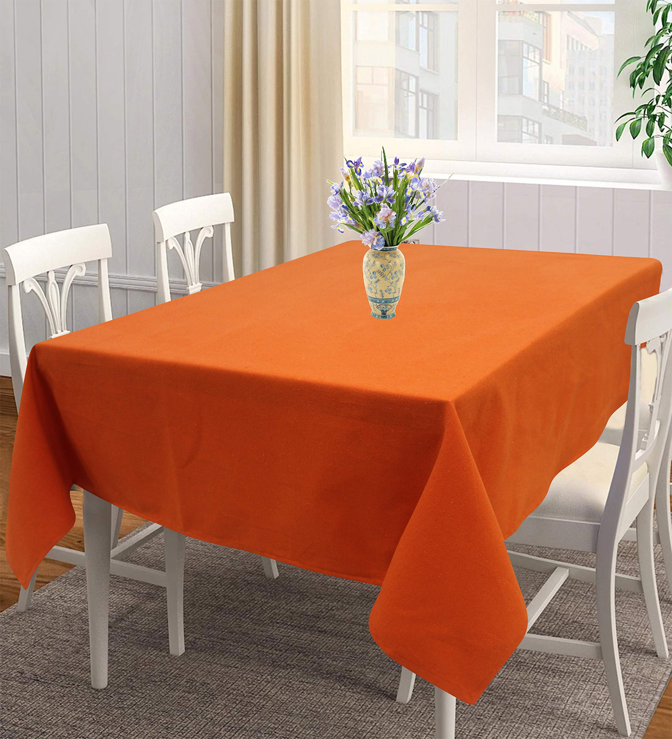 Airwill 100% Cotton Solid Pattern 4 Seater Square Table Cover Sized, 56x56 inches (Orange, Pack of 1)-image-28