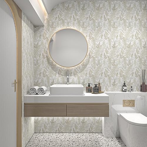 Miniatura 6 de Aniboo Papel tapiz de hojas para despegar y pegar, papel de contacto con hojas para armarios, papel tapiz extraíble, autoadhesivo, papel tapiz de