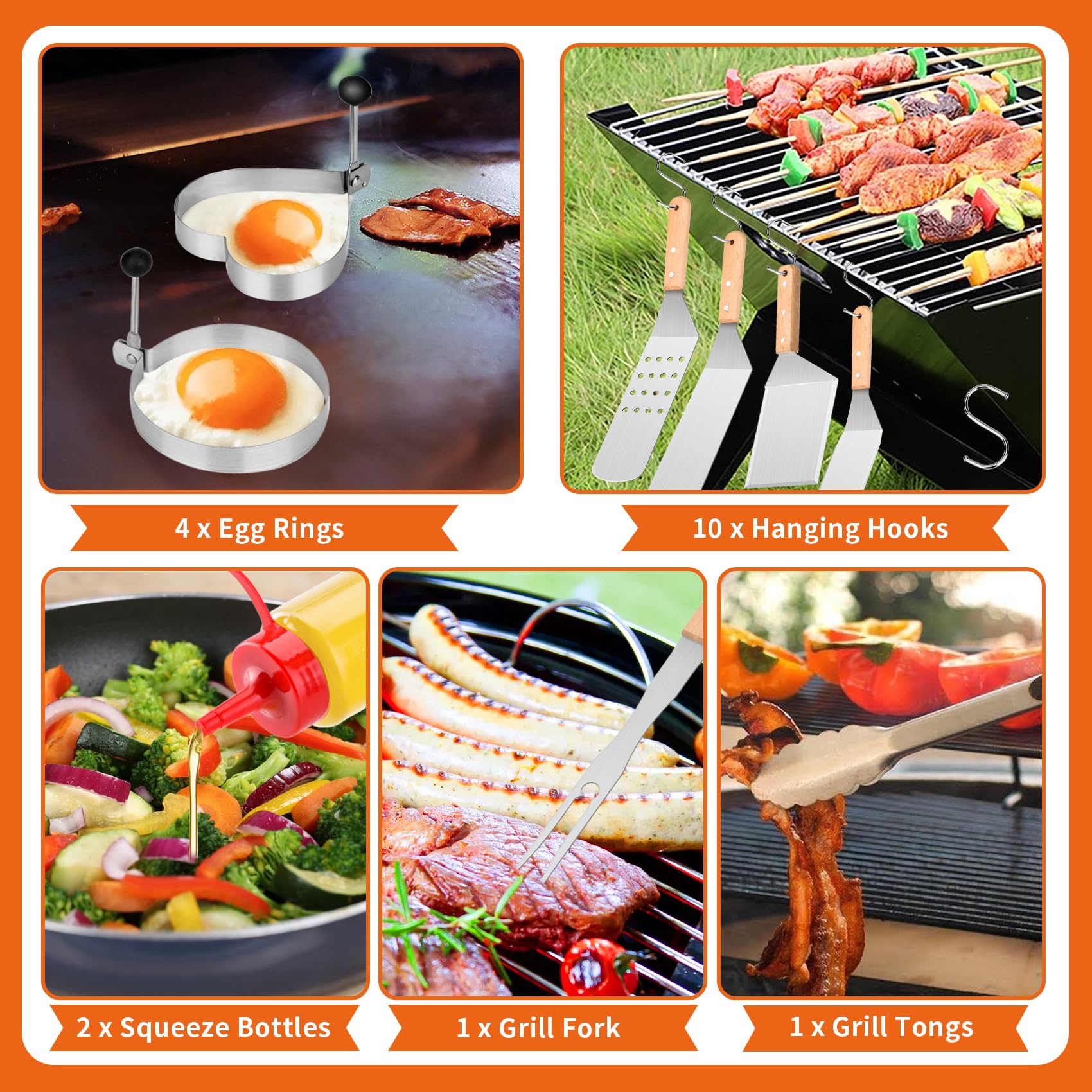 Kit Barbecue 3 Pièces En Inox - Spatule, Fourchette, Pinces Avec étui - Qualité Professionnelle