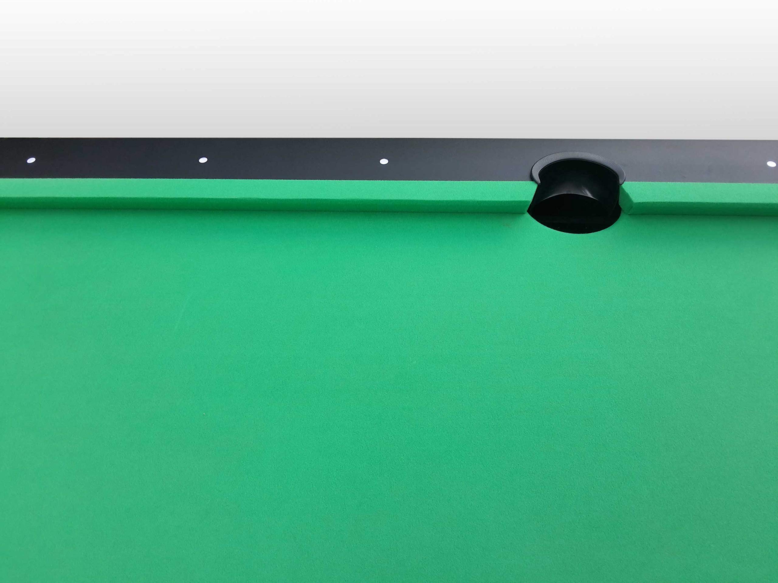NG Biliardi - Tavolo da Biliardo Black Norman Light (216 cm), Pre-Montato, con Sistema di Ritorno Biglie e Regolatori di Livello, Panno Professionale Verde, Regolamentare