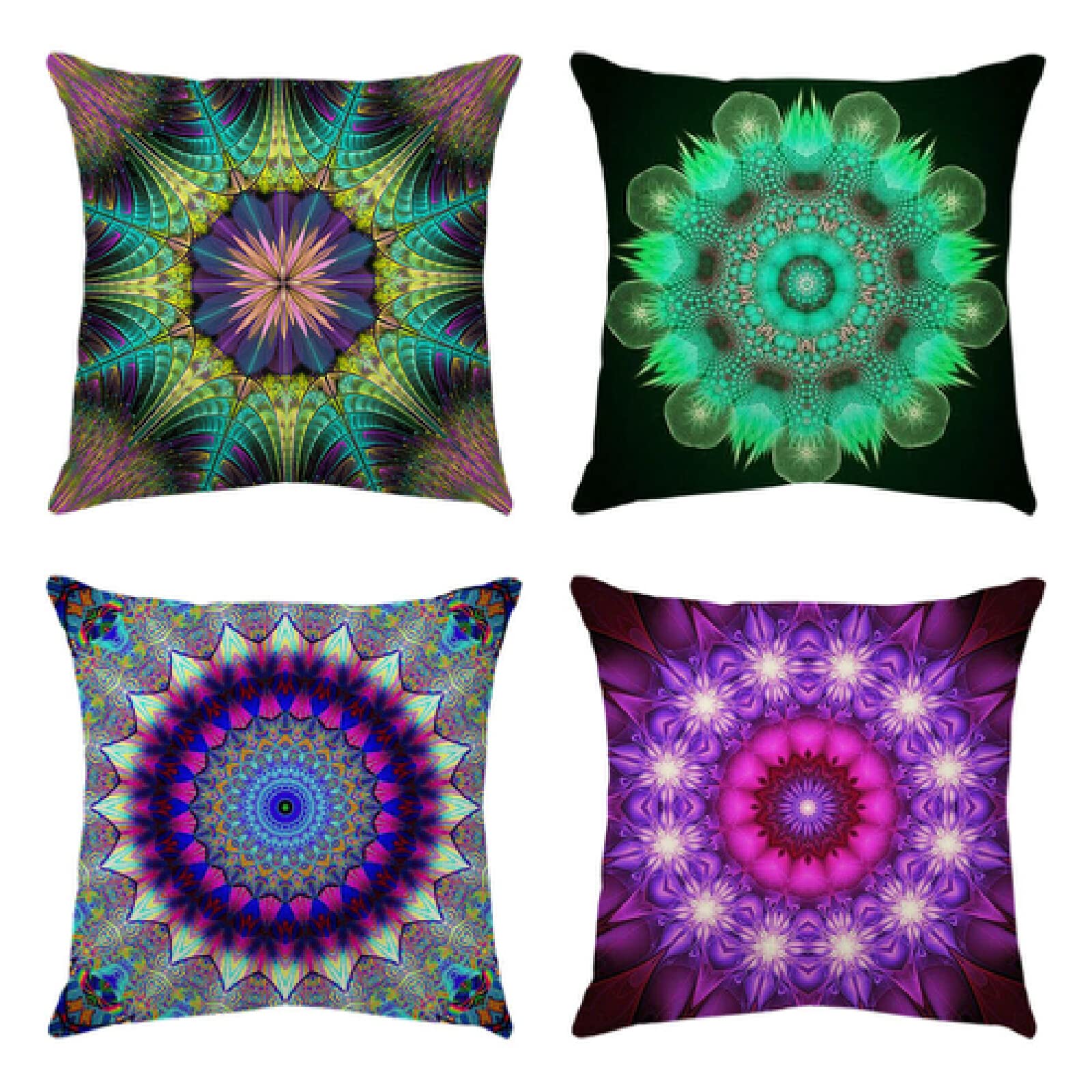4 Piezas Funda de Almohada Flores Brillantes Fundas de Cojín Terciopelo Sencillo y Decorativo para Sofá Camas Dormitorio Coche Lino Cojines Throw Pillow Covers 80x80cm/32x32 Inch