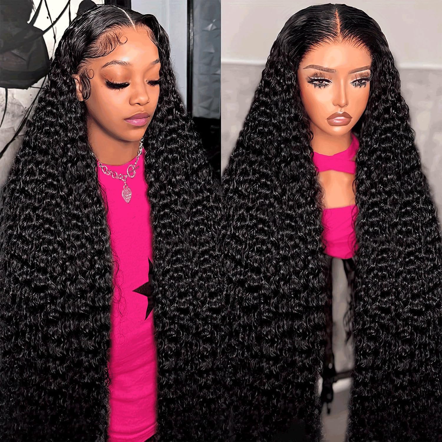 Bele 13x6 HD Transparent Lace Front Wigs Human Hair 200% Density 20 inch Brazilian Deep Curly Human Hair Lace Frontal Wigs for Black Women Pre Plucked with Baby Hair Bleached Knots Natural Color