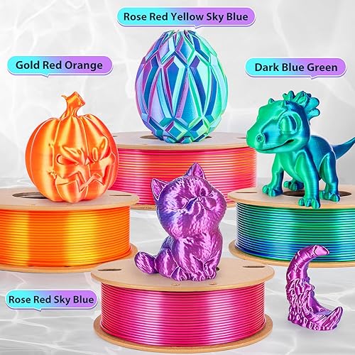 Miniatura 9 de 3Dgenius Filamento PLA de seda para impresora 3D de triple color, filamento de impresión 3D de 0.069 in, compatible con la mayoría de impresoras