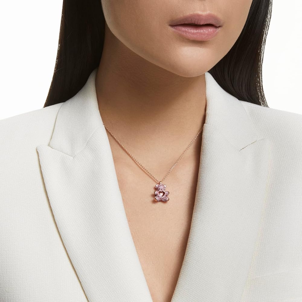 ★SWAROVSKI★ Teddy Pink Rose Gold Crystal Pearl Necklace 56 Amazon.com: Swarovski Teddy Bear Pendant Necklace, Pink