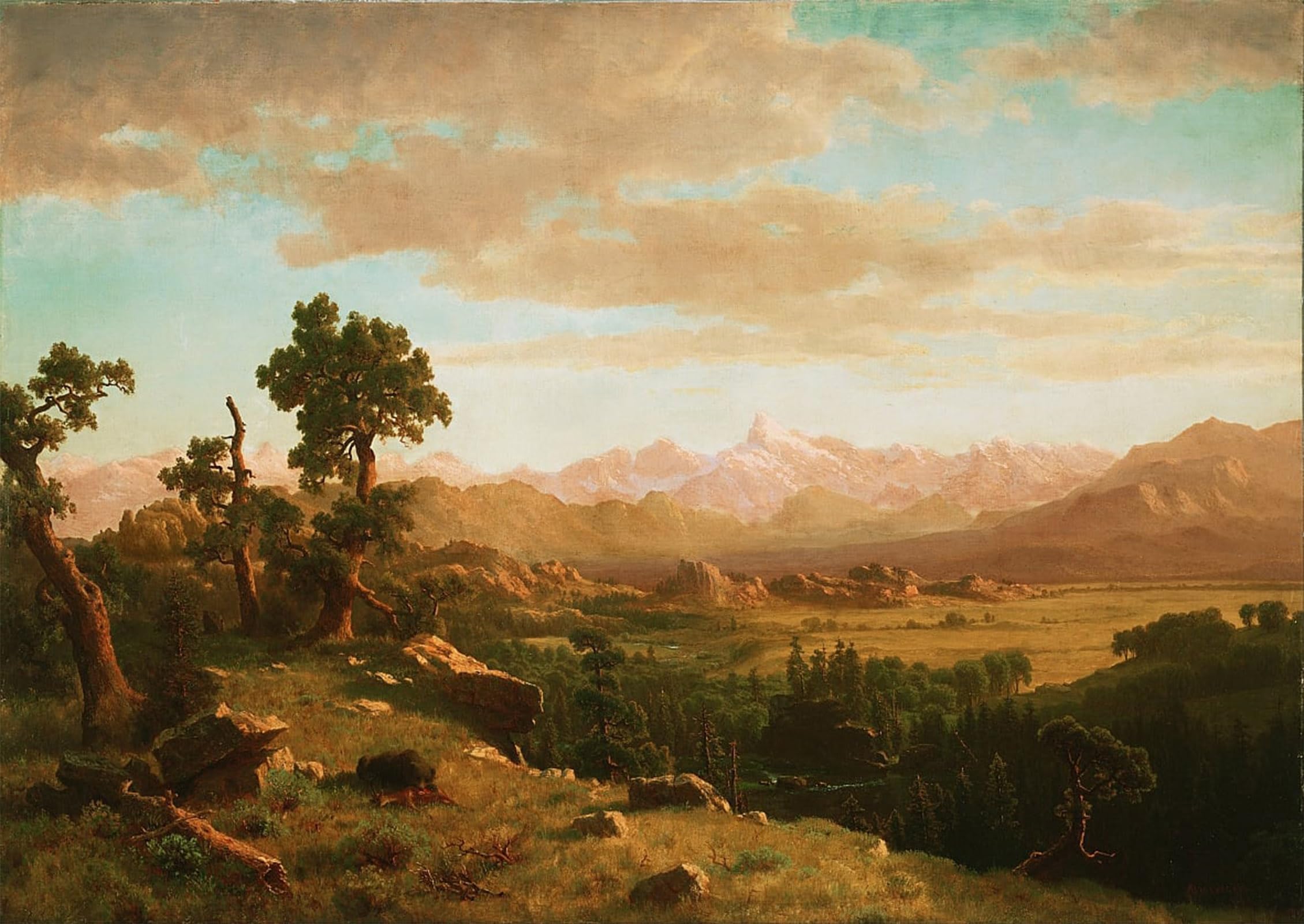 ARTXLXXBN Famous Print Painting Colorful Art Print Wind River Country by Albert Bierstadt Canvas Art Decorations for Home Decor 60x90cm