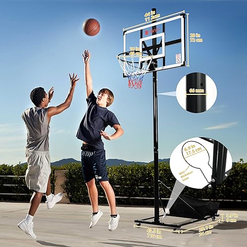 Miniatura 6 de DWVO Aro de baloncesto para exteriores ajustable de 10 pies, aros de baloncesto portátiles para exteriores, tablero trasero mejorado y base de