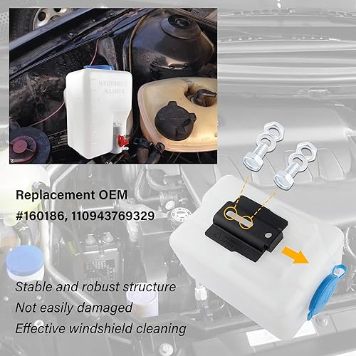 Miniatura 6 de Kit de depósito de depósito de limpiaparabrisas de 12 V con bomba limpiaparabrisas, boquilla de lavadora e interruptor de botón, kit de depósito de
