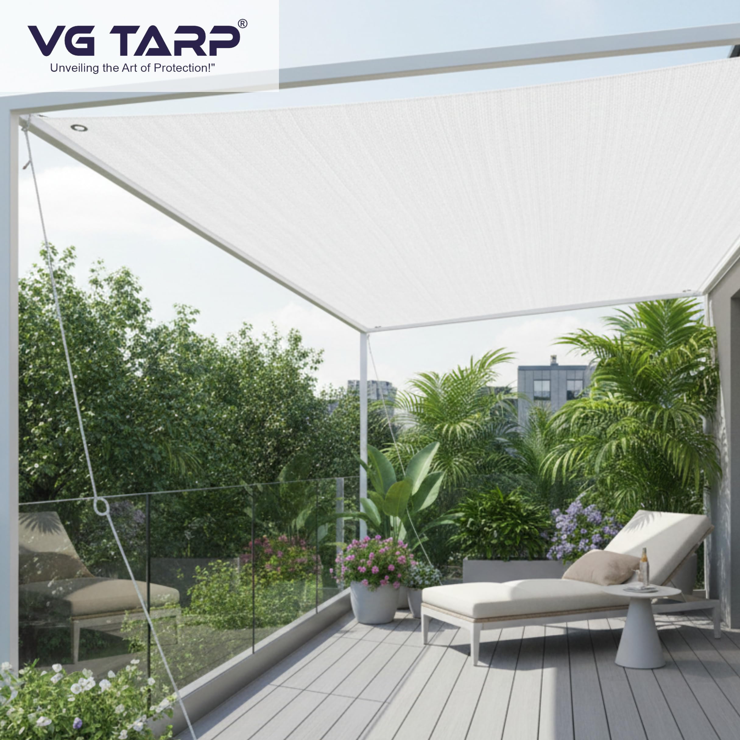 VG TARP White Shade Net 90% UV Protected (10FT x 16FT) | Heavy Duty Breathable Sun Shade Mesh with Metal Eyelets on Every Corner| for Garden, Greenhouse, Balcony, Terrace, Plants & Outdoor Cover 2