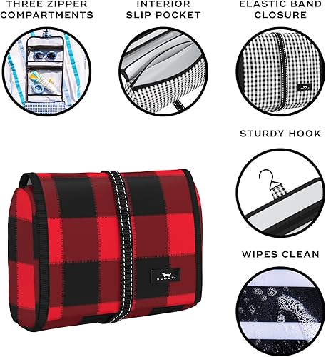 Miniatura 2 de SCOUT Beauty Burrito - Neceser colgante y organizador de cosméticos con 3 compartimentos, Flanel no 5, Neceser de viaje