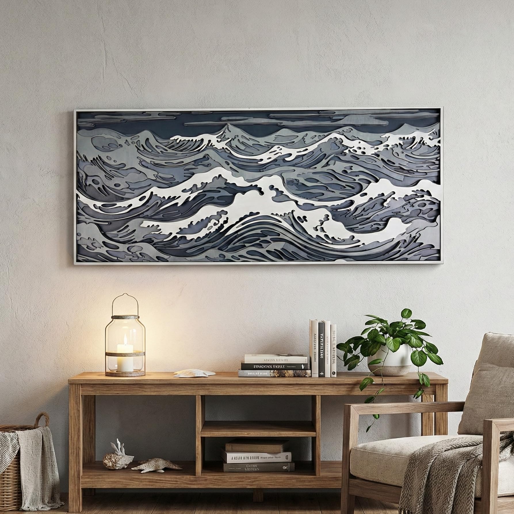 NEODECO Parametric Wood Waves wall decor, 3D wood wall sculpture