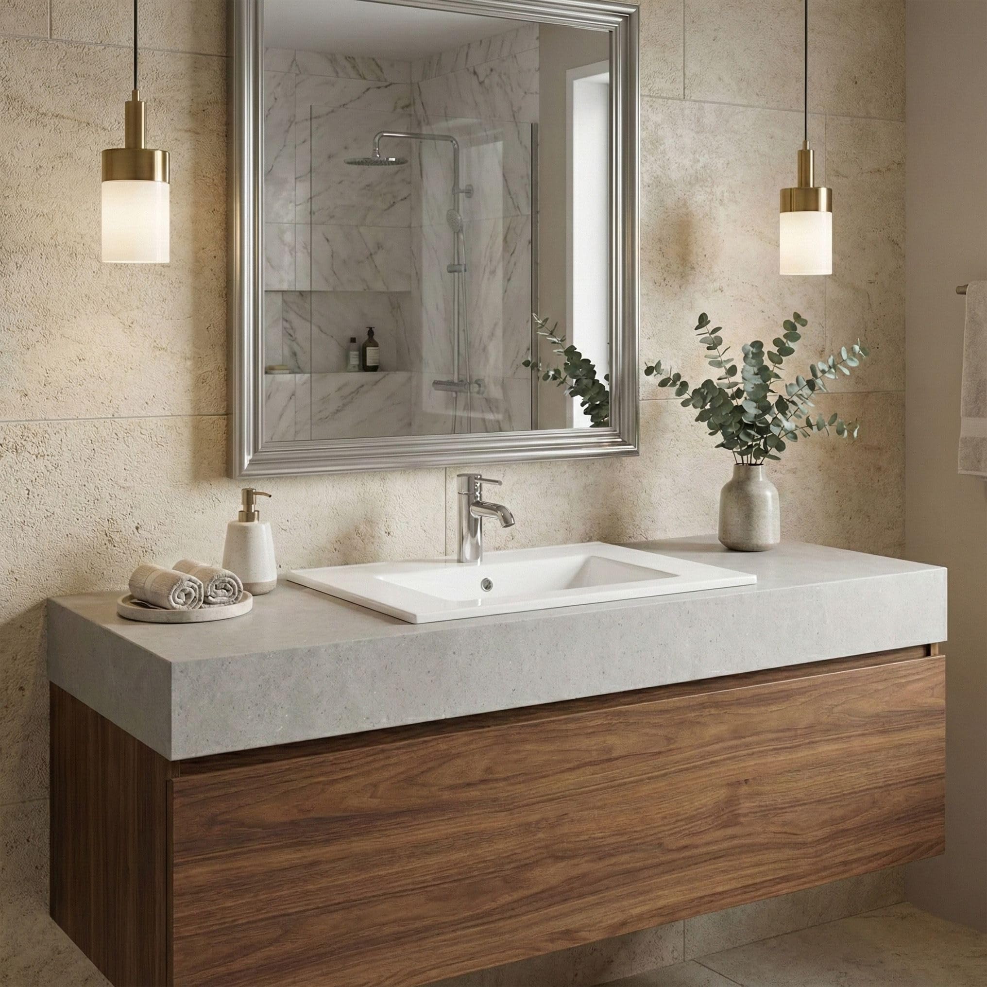 Rea - Lavabo Da Incasso Dafne 75 Lavabo Bagno 760 X 465 X 180 mm Ceramica (Bianco)