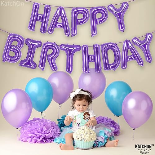 Miniatura 6 de KatchOn, Purple Happy Birthday Balloons - 16 Inch  Purple Happy Birthday Banner, Purple Birthday Decorations for Women  Purple Balloons, Purple