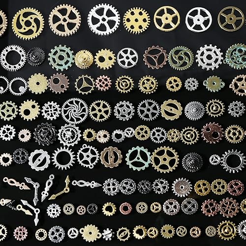 Miniatura 4 de BigOtters Engranaje Steampunk antiguo de 7.05 oz, mezcla de rueda Steampunk de aleación para hacer joyas