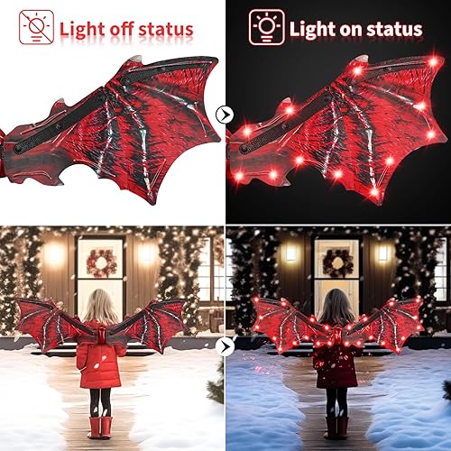 Vista 2 de maysida Disfraz de alas de dragón para niños, disfraz eléctrico de alas de dinosaurio con música, disfraz de Halloween, carnaval, cosplay, disfraz