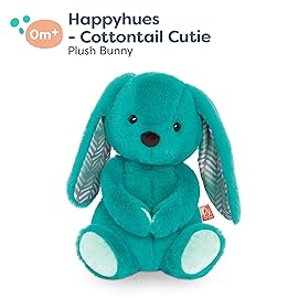 B. toys - 12-Inch Plush Bunny - Super Soft Stuffed Animal - Washable Rabbit Toy - for Babies, Toddlers, Kids - Happy Hues - Cottontail Cutie Teal Bunny - 0+ Months
