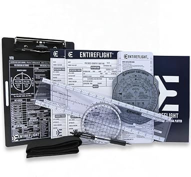 Aviation Pilot Kneeboard - E6b Flight Computer Plus Plotter & Cross Country Planning Notepad, Student Pilot Bundle