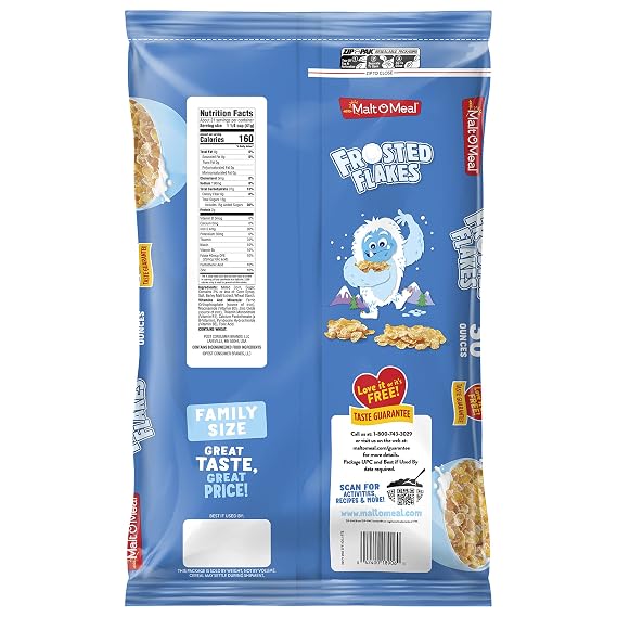 Malt-O-Meal Frosted Flakes Breakfast Cereal, 30 Ounce (Pack of 8)