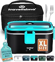 Travelisimo 1.8L Extra Large 80W Electric Heated Lunch Box for Adults - Portable Food Warmer for Car, Truck, Work & Travel