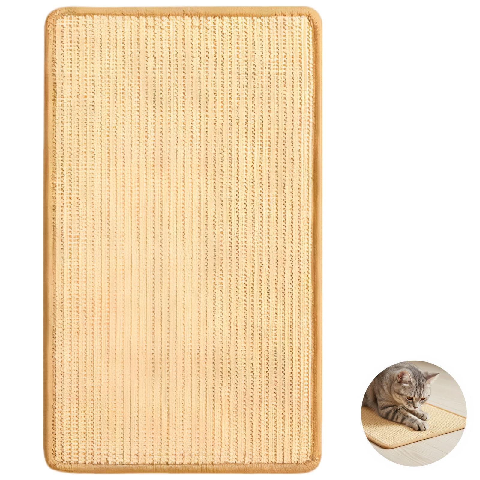 Tapis griffoir pour Chat en sisal Naturel, 90 x 50 cm, épaisseur 0,5 cm, Autocollant, sans Perte de Fibres, avec Bandes autoagrippantes, protège Les Meubles, pour Chats d’intérieur