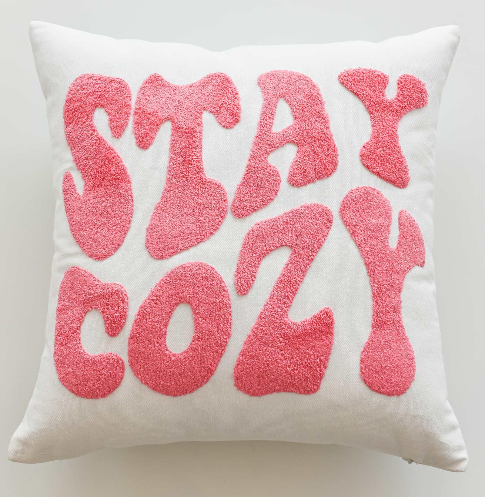 Amazon.com: FAVDEC Embroidered Stay Cozy Decorative Pink Throw