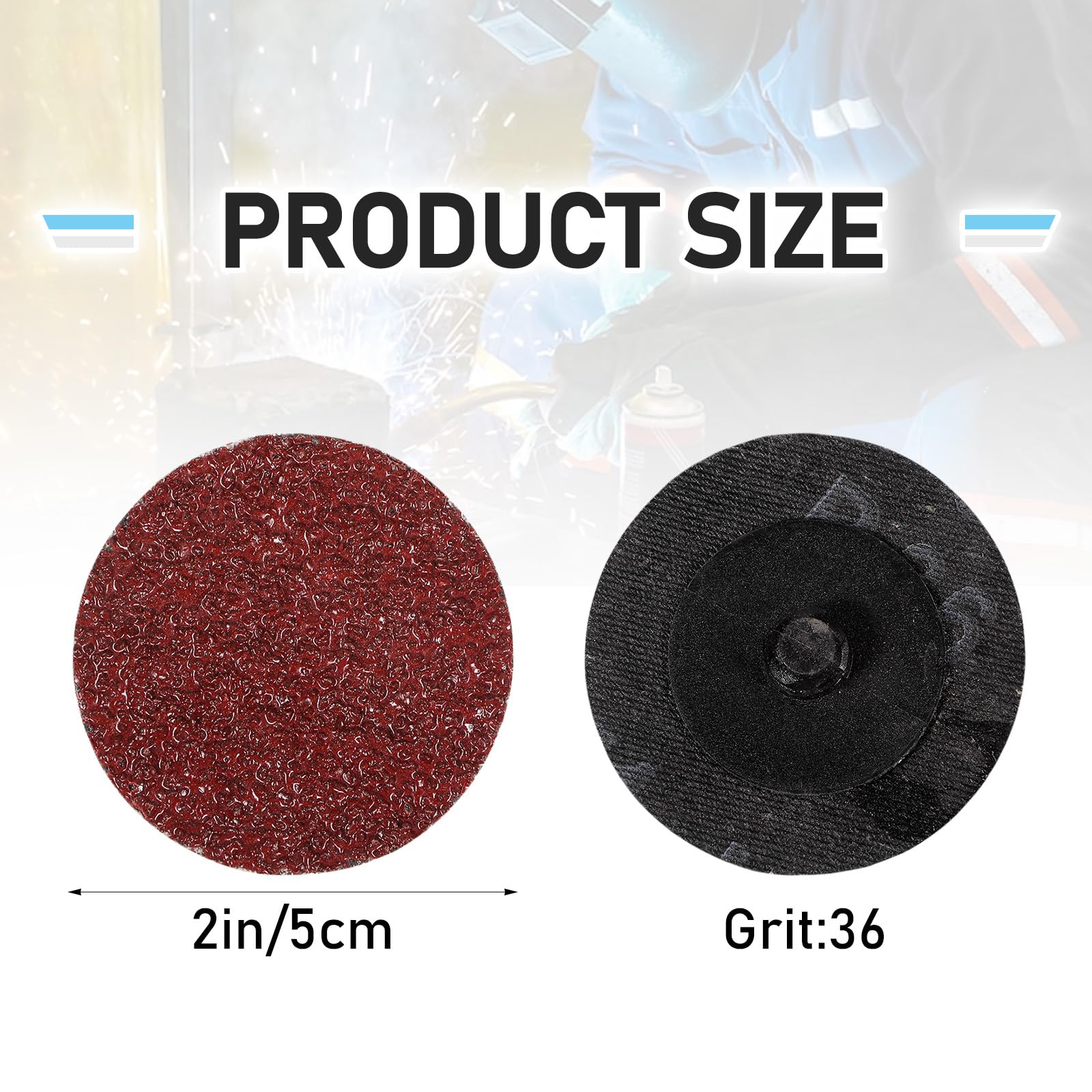 Condition photo showing New/Like New for 150Pcs 2 Inch Sanding Discs, 36 Grit Roll Lock Die Grinder Sanding Disc, Aluminum Oxide Sandpaper Disc, Sandpaper Discs for Surface Prep Strip Grind Polish Finish Burr Rust