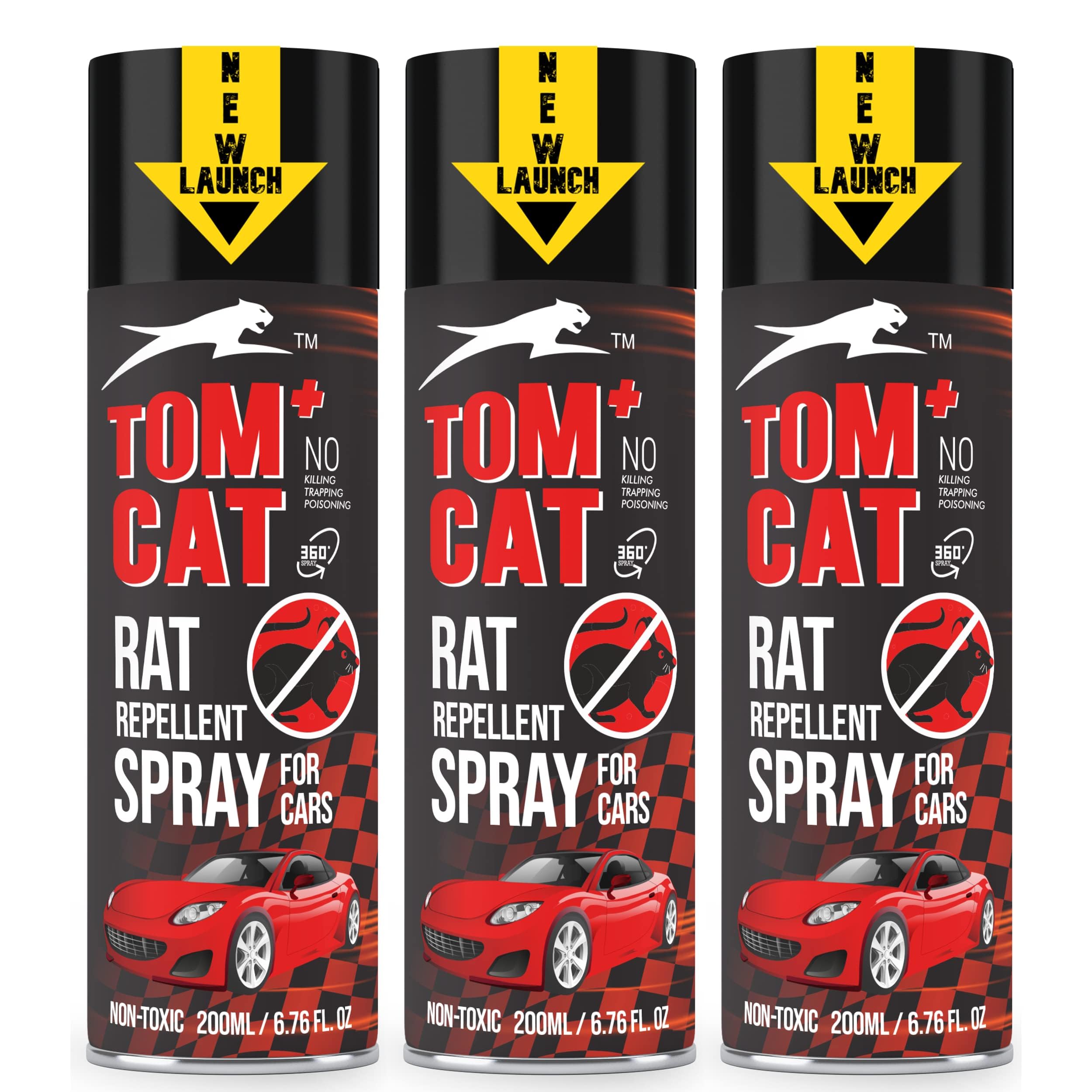 Shadow Securitronics Tom CAT No Entry Rat Repellent Spray for Cars Highly Effective Lasts 1 Year Leak Free Easy to Spray Nozzle 1st time in India (Pack of 3) - FORMULATION 1 X