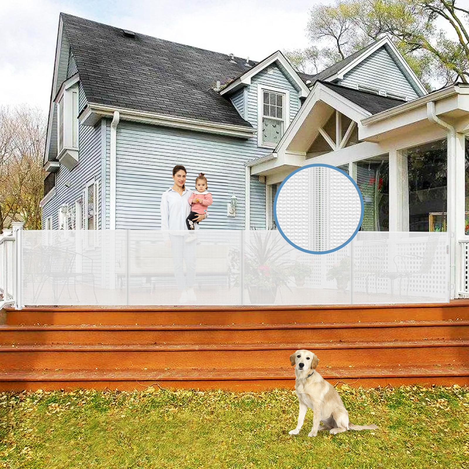 Borthmiu Reinforced 200 Inch Extra Wide Retractable Baby Gates with Reinforced Rods, Retractable Dog Gate Prevent Bottom Crawling Through, Mesh Pet