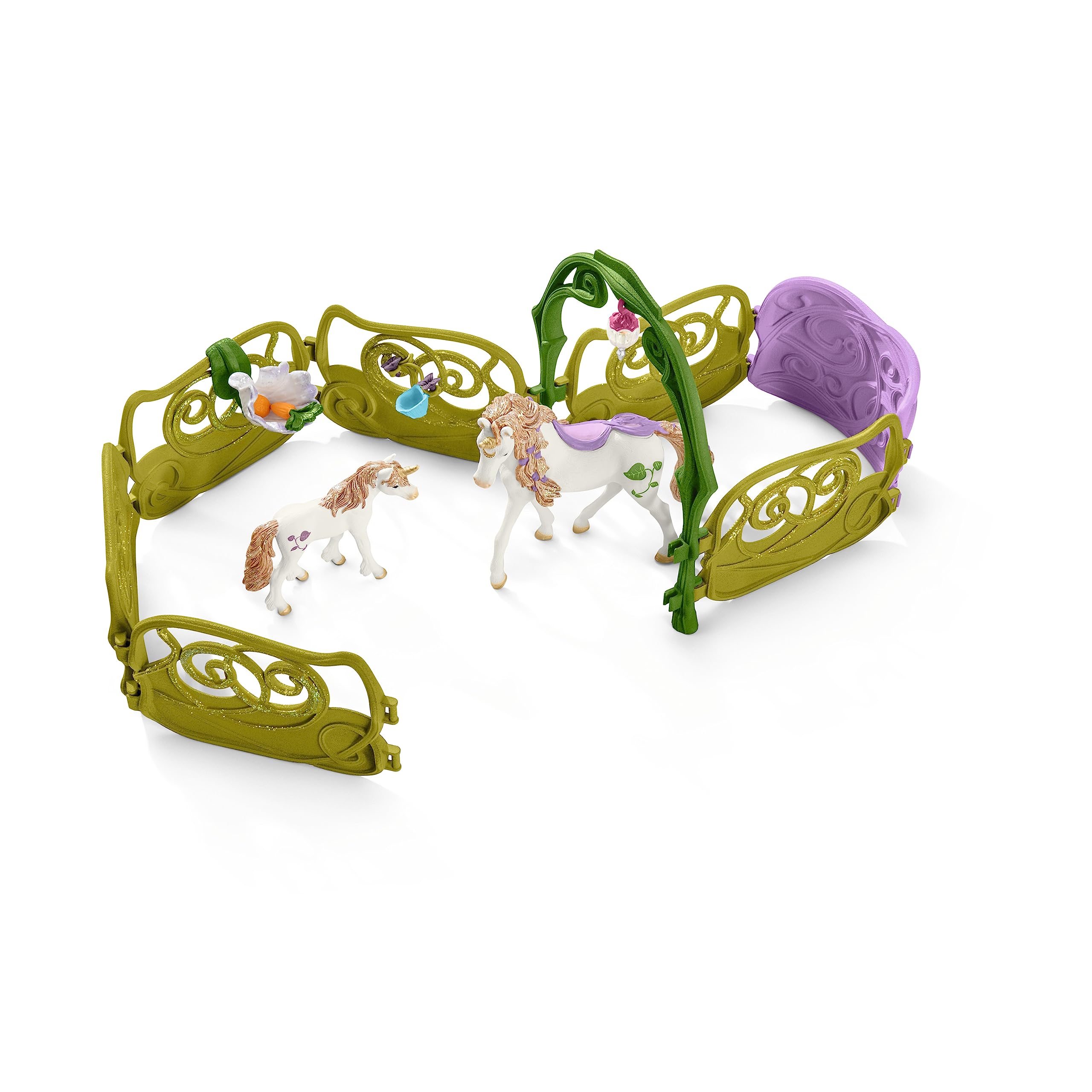 Schleich BAYALA | Glitzerndes Blütenhaus mit Einhörnern, See & Stall 42445 | Set inkl. Elfe, Wolkenhörnchen und Zubehör | tolles Geschenk für Mädchen und Jungen | Spielfigur ab 5 Jahren | 71 Teile