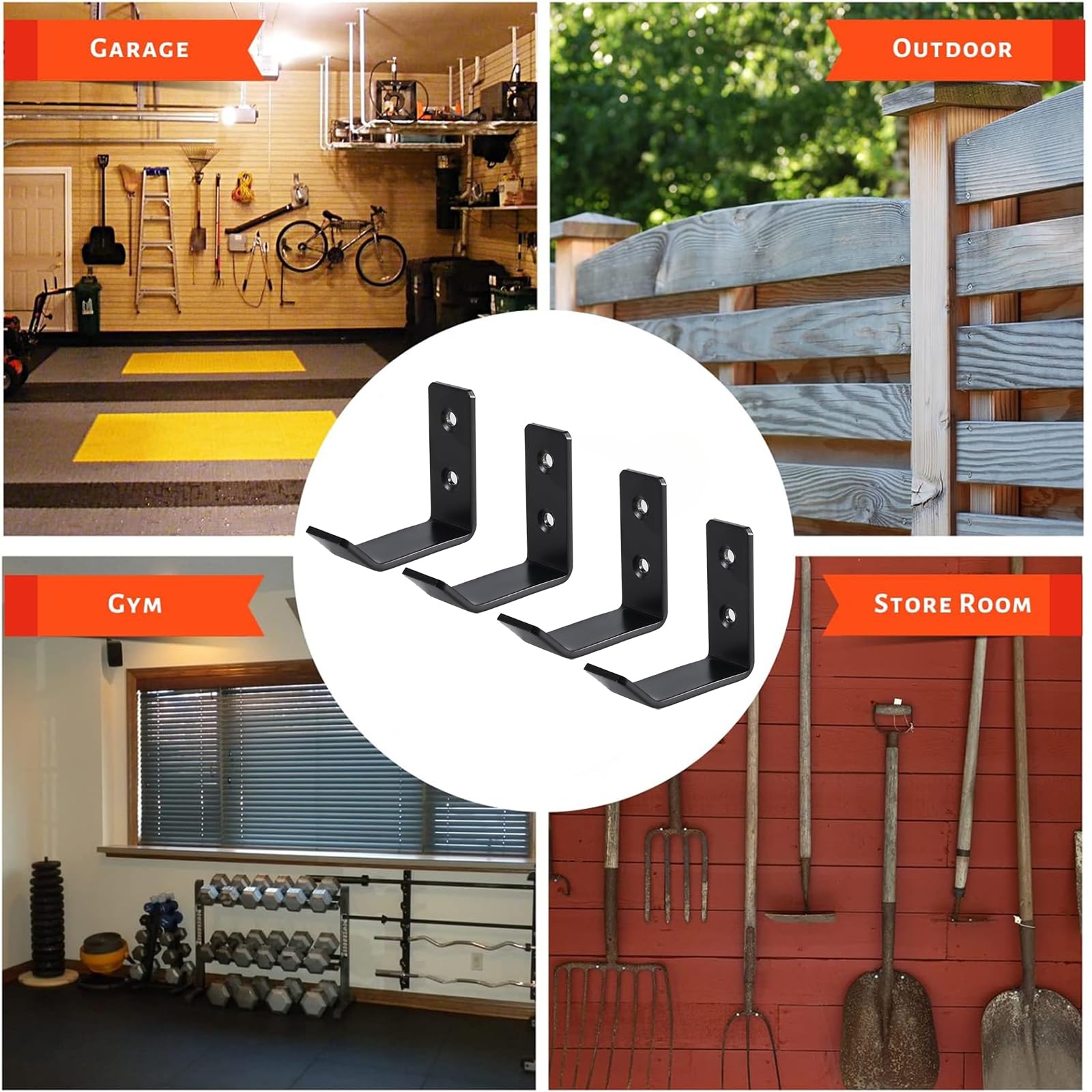 4Pcs Jack Stand Rack Steel Lifting Jack Wall Mount Organizer Hanger Brackets Fo