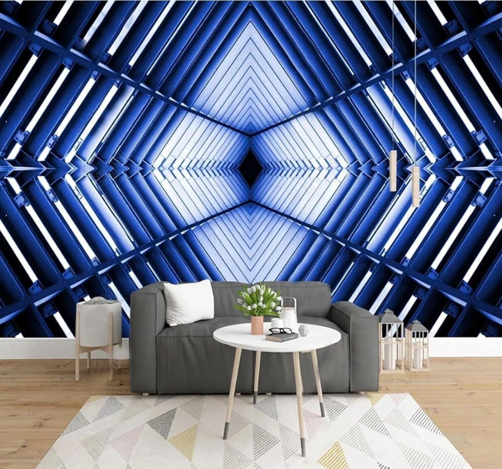 XLMING Abstract Three Dimensional Tunnel Extended Space Technology 3D Wallpaper Silky Texture Home Study Office Grey Dining Room Sofa Bedroom Living Room TV Backdrop-250cm×170cm