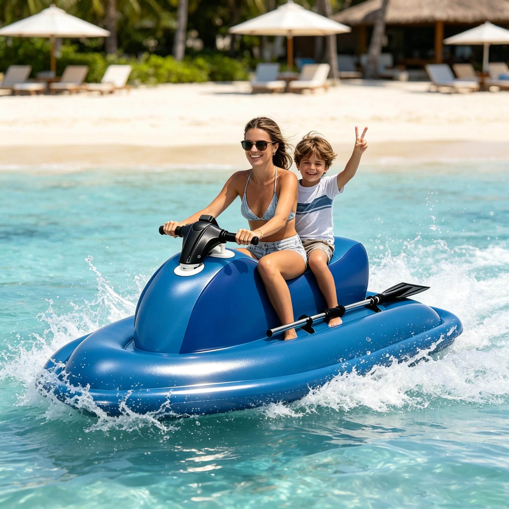 GSHSHOU 2-Person Inflatable Boat with Motor, 500W,10-Speed Control 700W16A