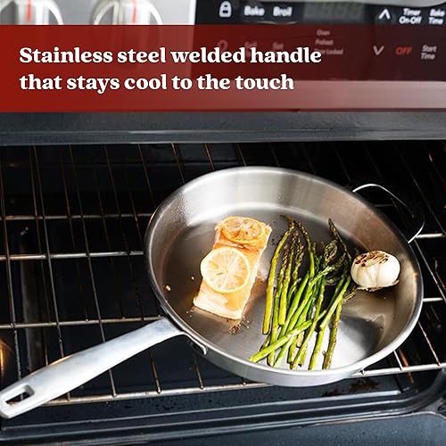 Miniatura 3 de Alva Maestro - Juego de sartenes de acero inoxidable no tóxico de 9.5 y 11 pulgadas, PFAS, PFOA, sin PTFE, sartenes de acero inoxidable de 5 capas