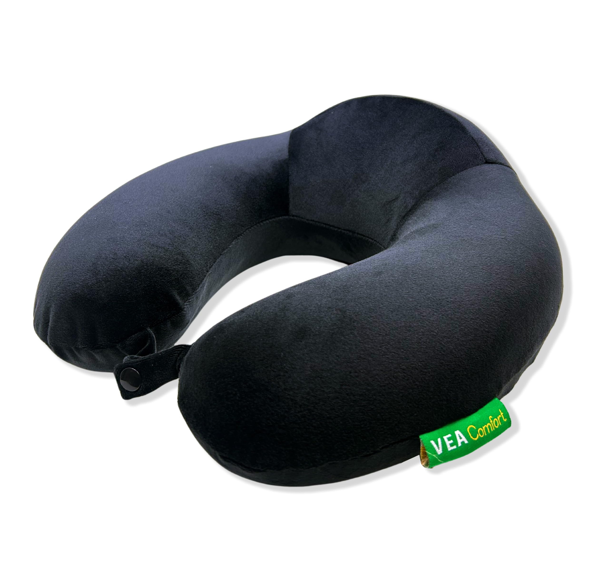 Vea Comfort Memory Foam Travel Neck Pillow – Ideal for Car, Airplane, and Home Use_(Black)