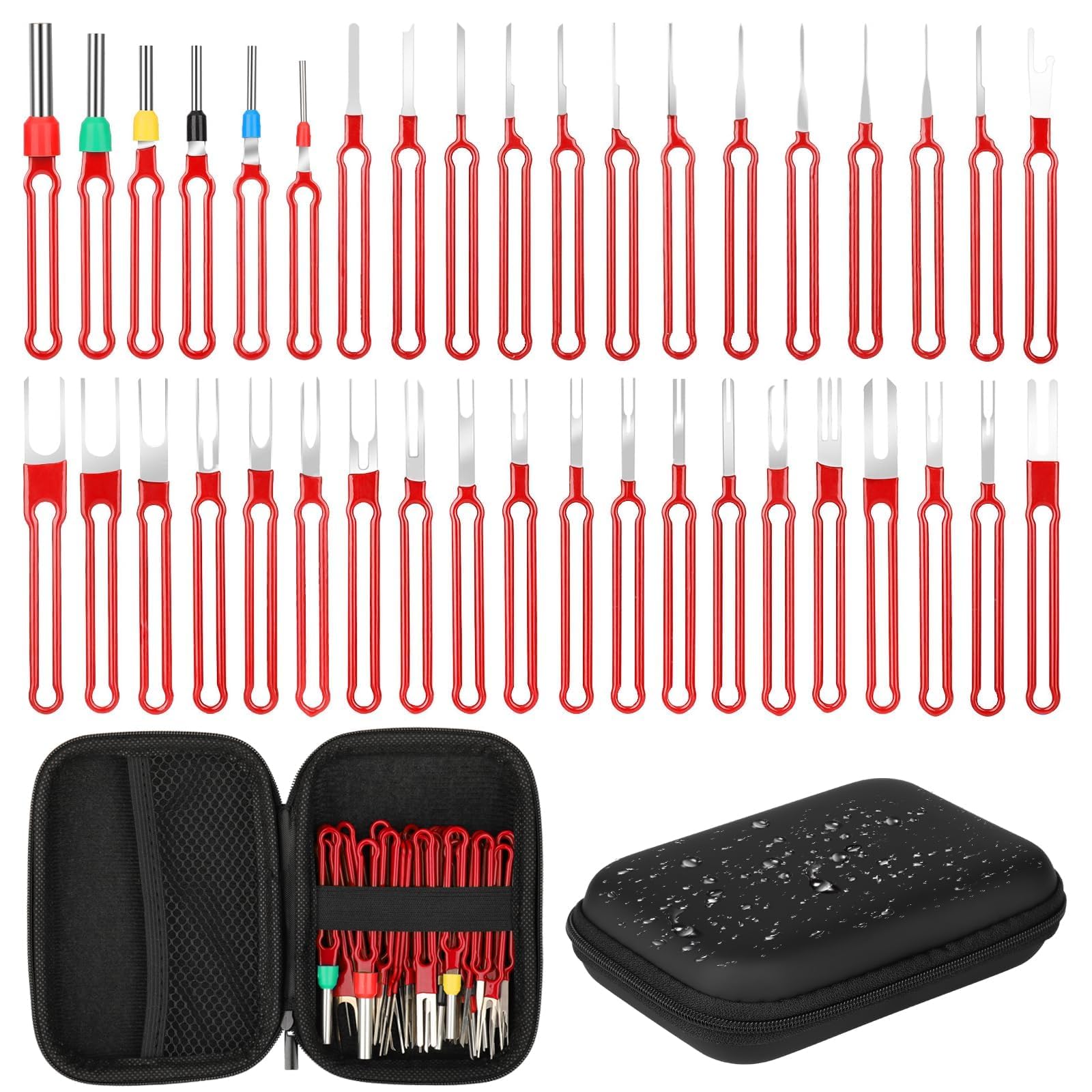 Linkstyle 39 Pcs Upgraded Terminal Removal Tool Kit, Pin Puller Repair Extractor Set,Universal Ejector Kit with Protective Bag, Depinning for Car Automotive Most Connector