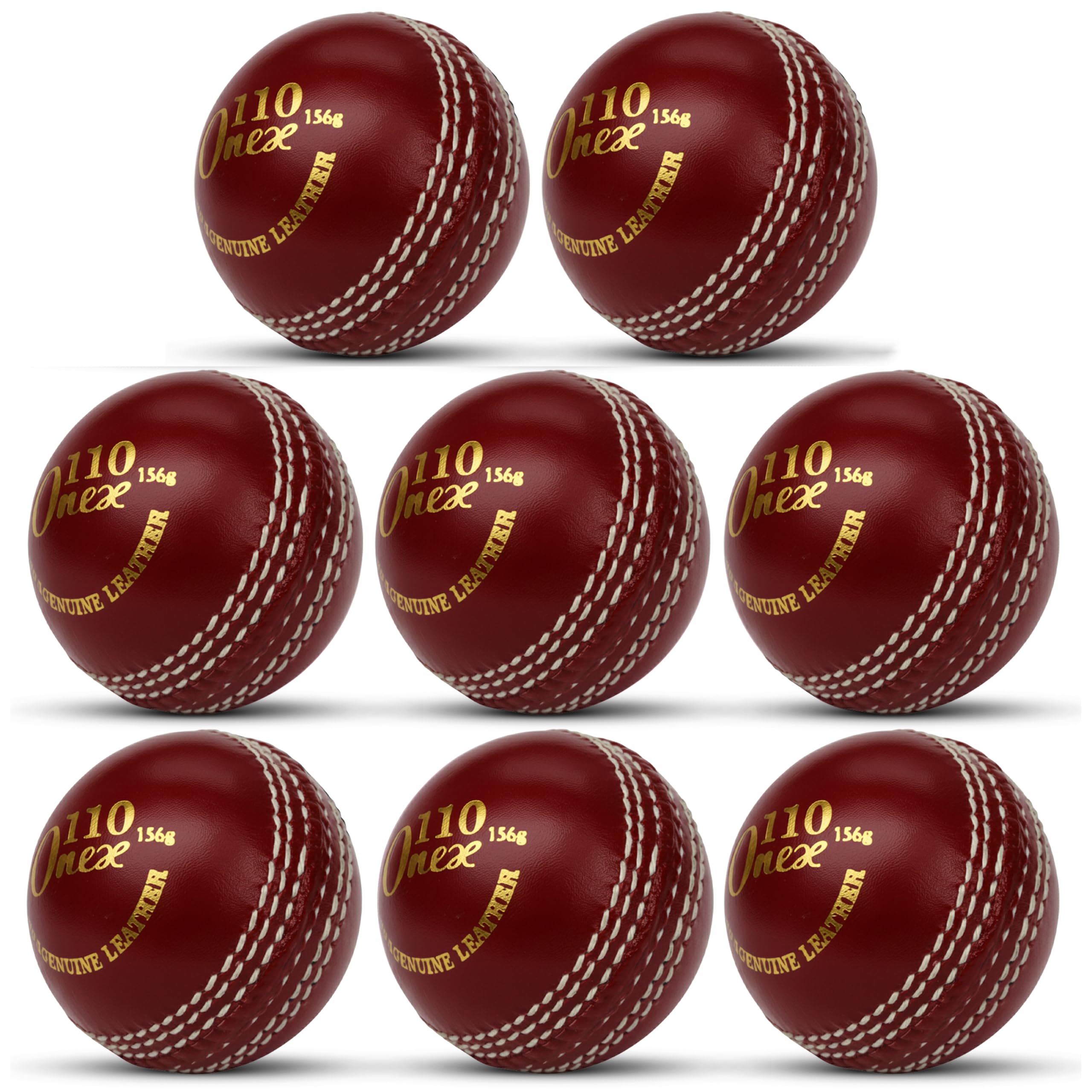 FITEX Premium Leather Cricket Ball Grade A Hand-Stitched 4-Piece Design Genuine Leather Construction Ideal for Training, Club Matches, Net Practice & Tournaments (RED, PACK OF 8)