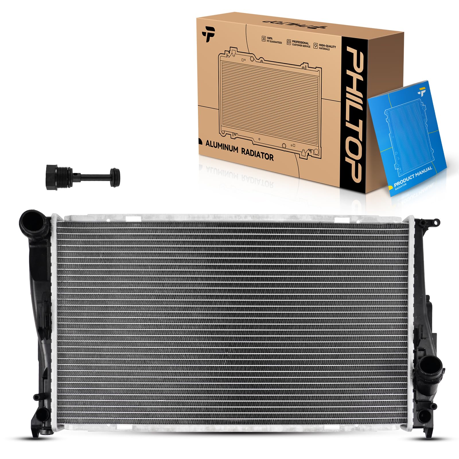 PHILTOP CU2941 Radiator 23-5/8"Core Compatible With 2008-2013 135i, 335i, 335i xDrive 2011-2013 335is 2007-2008 335xi 2012-2015 X1 2010-2016 Z4 2013 135is