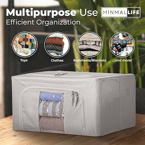 Miniatura 2 de Bolsa de almacenamiento de alambre de hierro - Cajas de almacenamiento plegables - Organizador de almacenamiento de sábanas - Caja de ropa - Bolsas