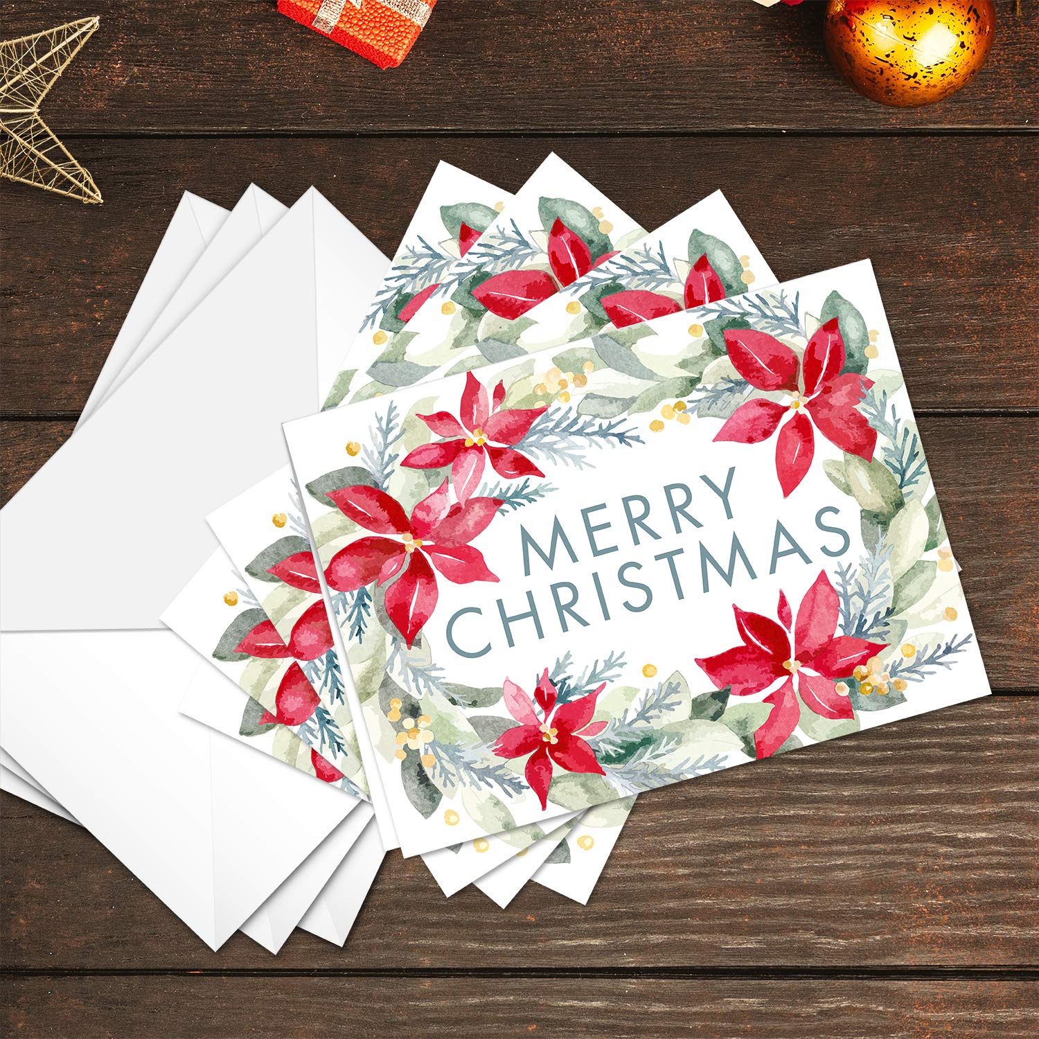 Weihnachtskarten"Merry Day", 24 Weihnachtskarten mit passenden Umschlägen