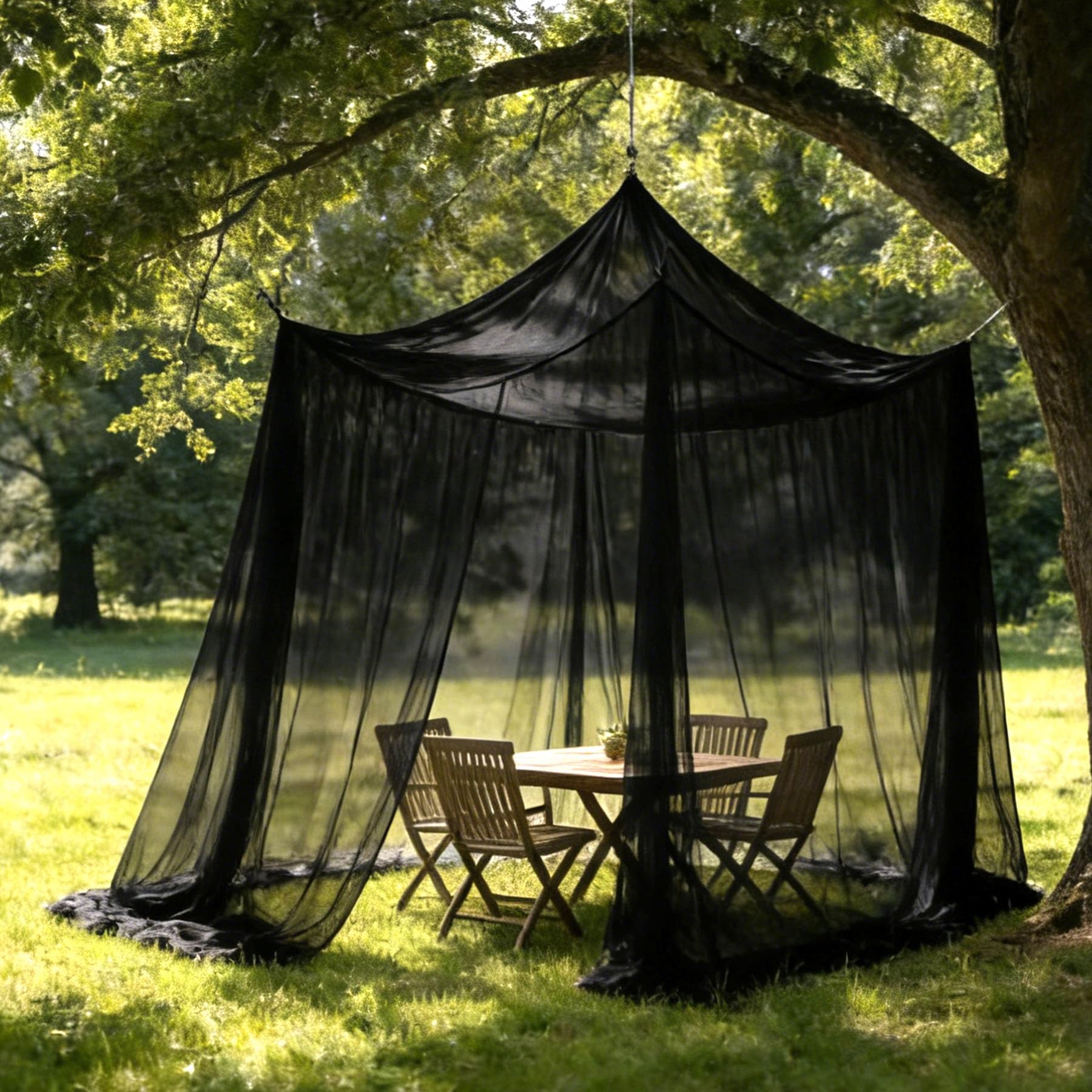 Moskitonetz Outdoor 300x300x250cm, Insektenschutz für Pavillon Garten Terrasse Camping Bett, 220 Mesh Feinmaschig mit 1 Tür (Schwarz)