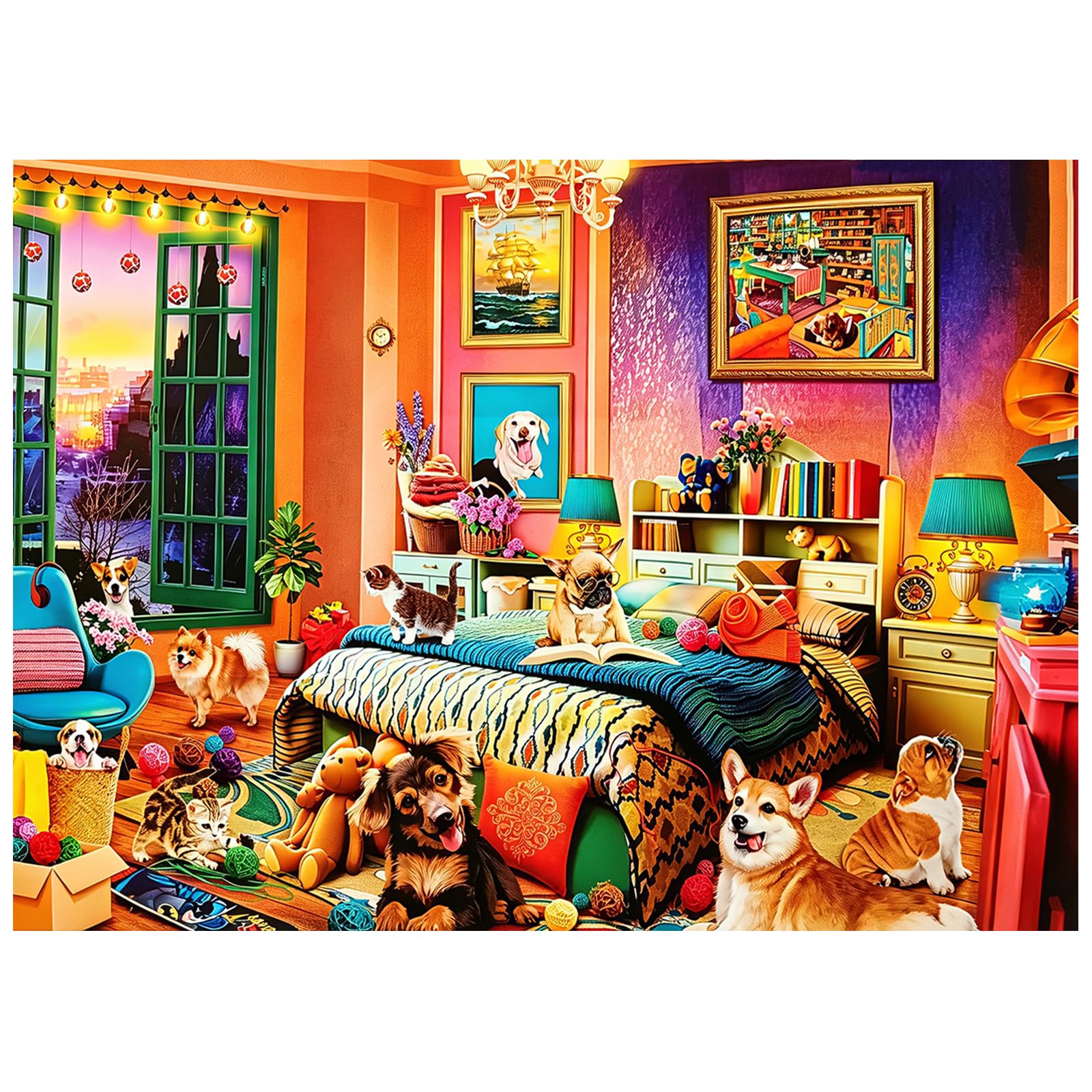 Jigsaw Puzzles for Adults 1000, 70×50cm Naughty Pet House Jigsaws Puzzle
