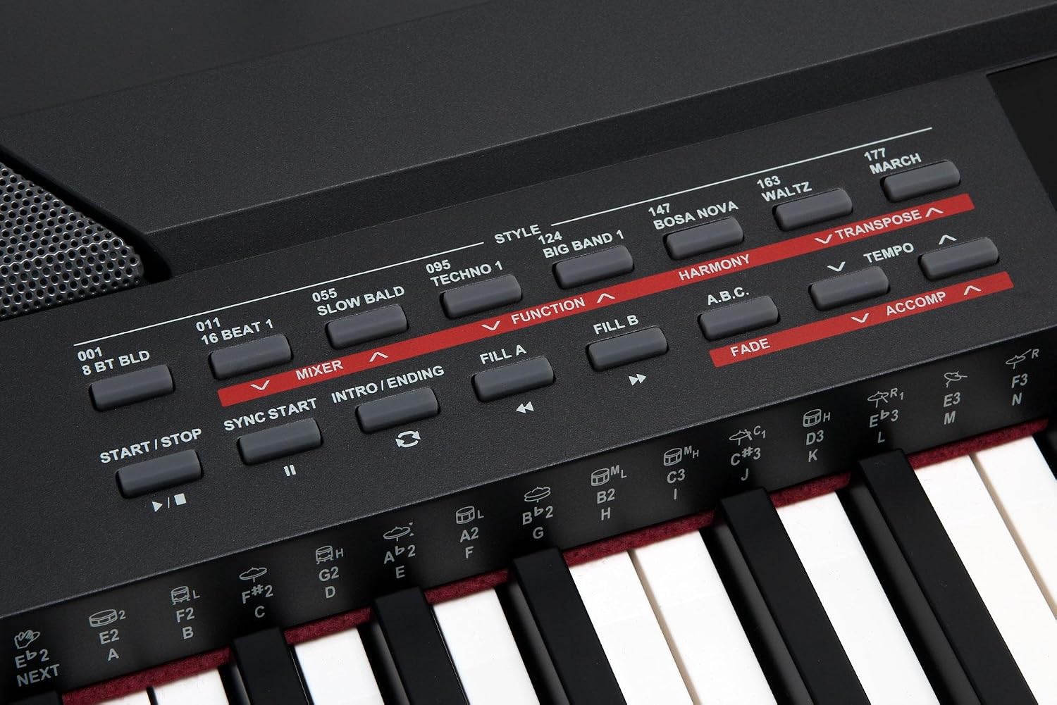 Right side control panel of Classic Cantabile SP-250 BK