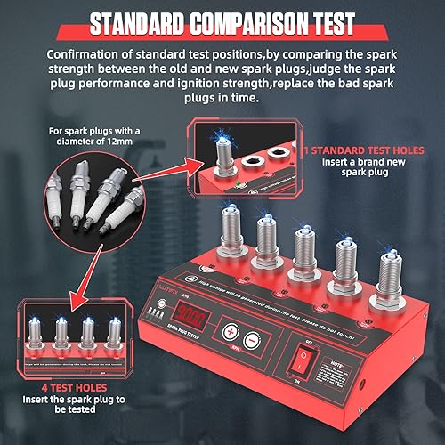 Miniatura 4 de Probador de bujías, probador de chispas de frecuencia ajustable de 5 agujeros, 200-9000 rpm, herramienta de diagnóstico para vehículos de gasolina