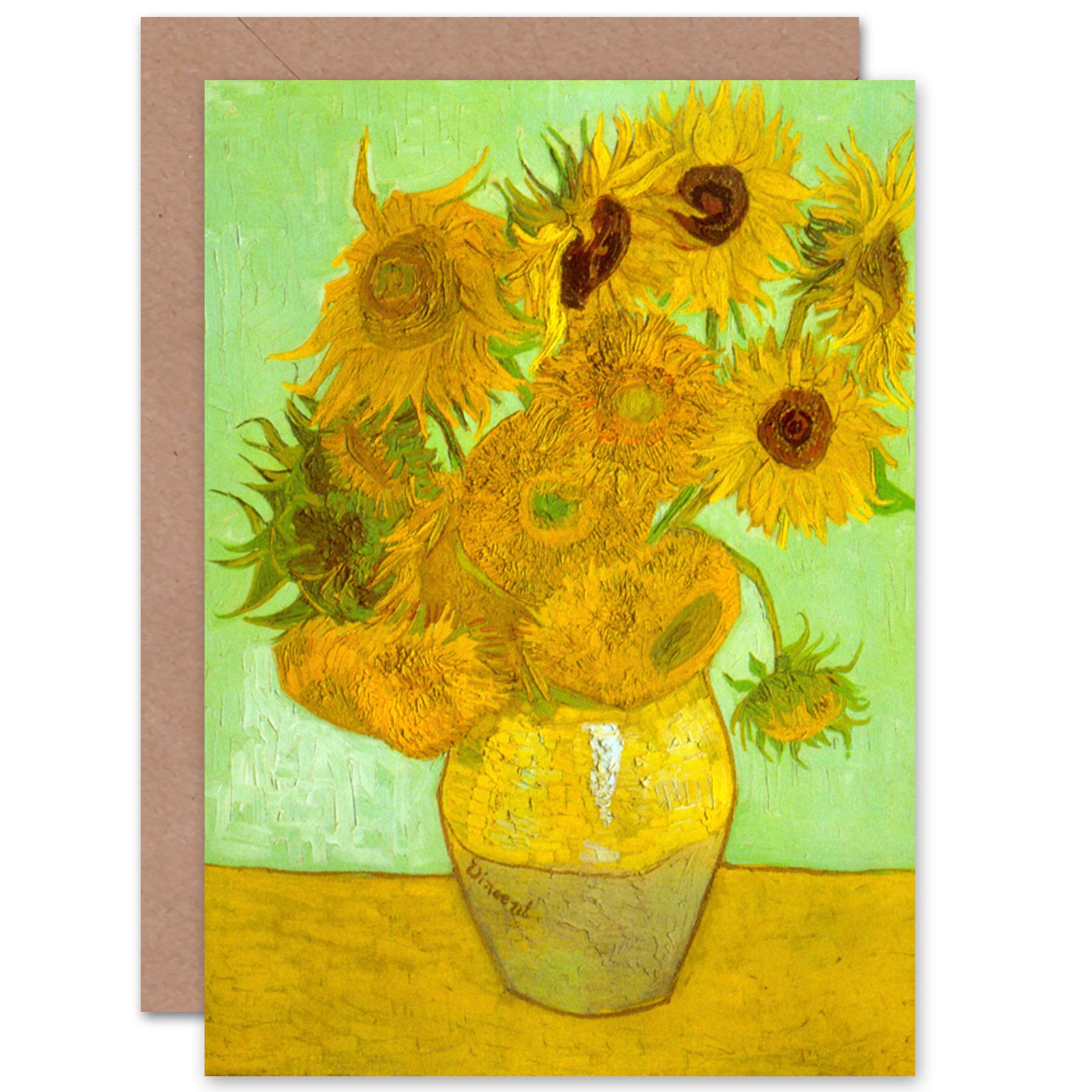 Vincent Van Gogh Twelve Sunflowers Fine Art Greeting Card Plus Envelope Blank Inside