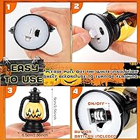 Vista 3 de ROCEEI 12 mini faroles de calabaza de Halloween de 3.54 pulgadas, centro de mesa Jack O Lantern, decoración colgante de Halloween, lámpara de luz a