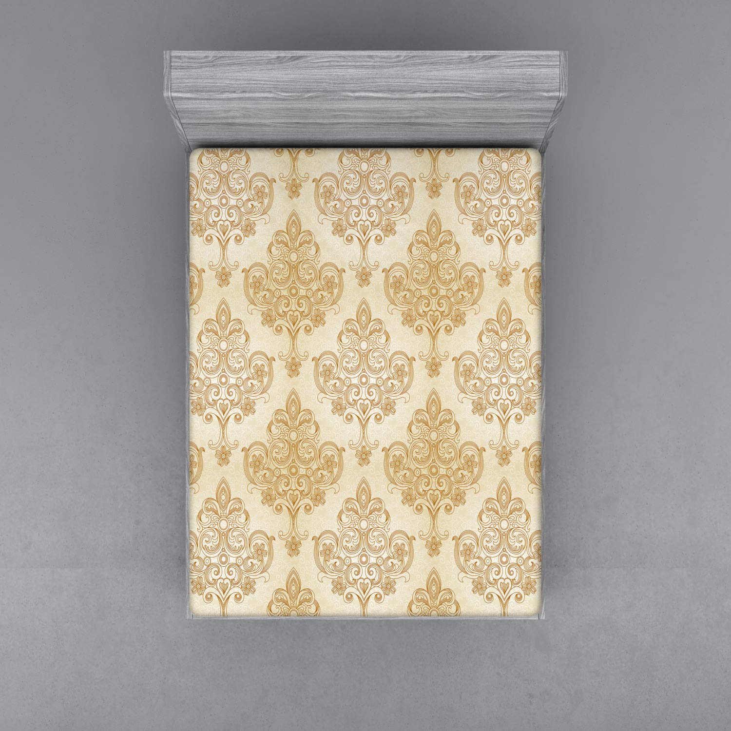 Tessuto Elasticizzato ABAKUHAUS – Barocco Fiori Curvi (Crema/Marrone, 3m X 148cm) - 4